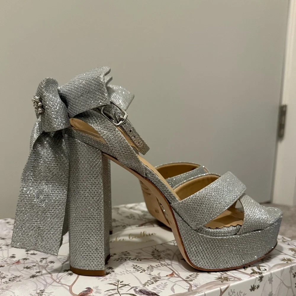 Antonio Melani x Nicola Bathie Lila Bow Heels in Silver - Picture 5 of 11